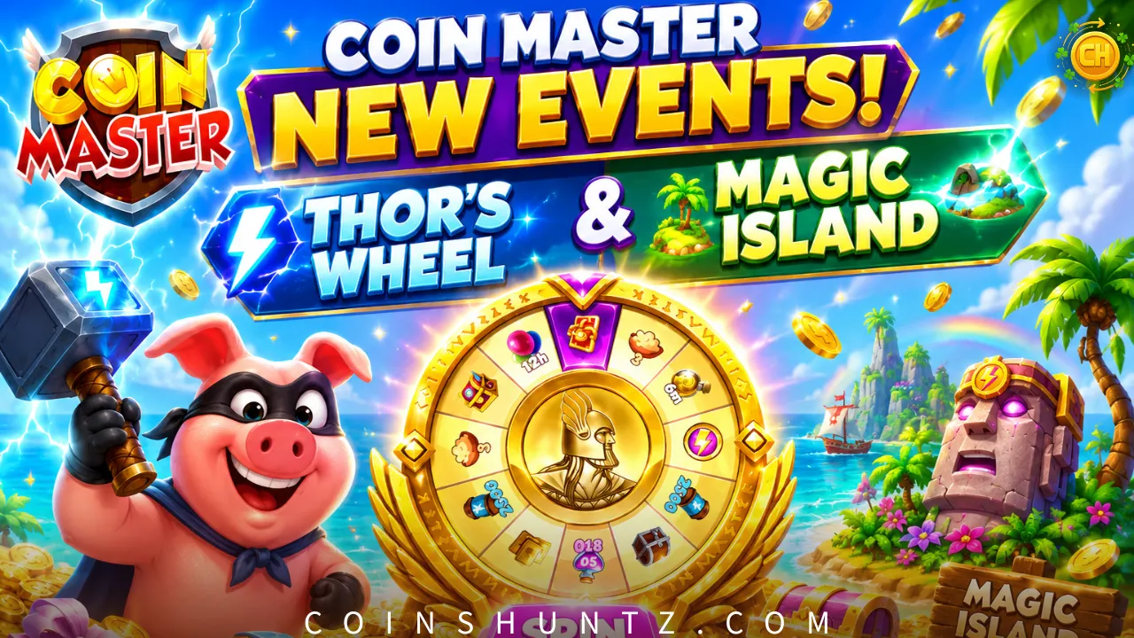 Coin Master New Events Thor's Wheel and Magic Island
